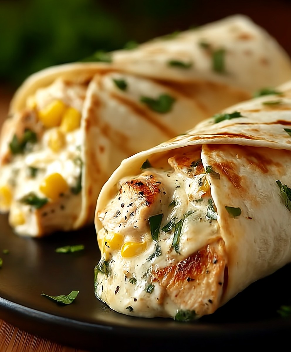 Cheesy Garlic Chicken Wraps