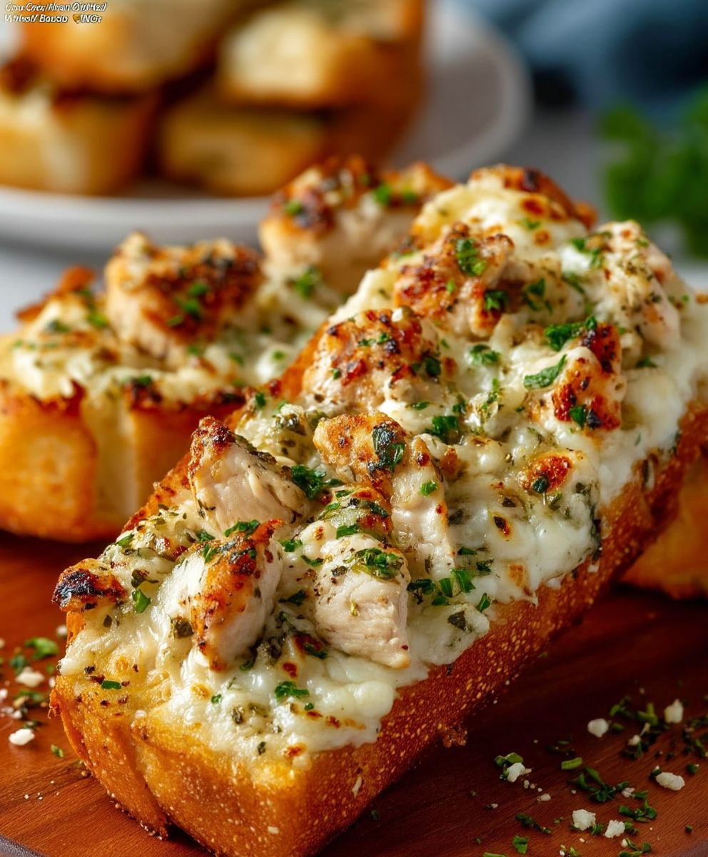 Chicken Alfredo Garlic Bread