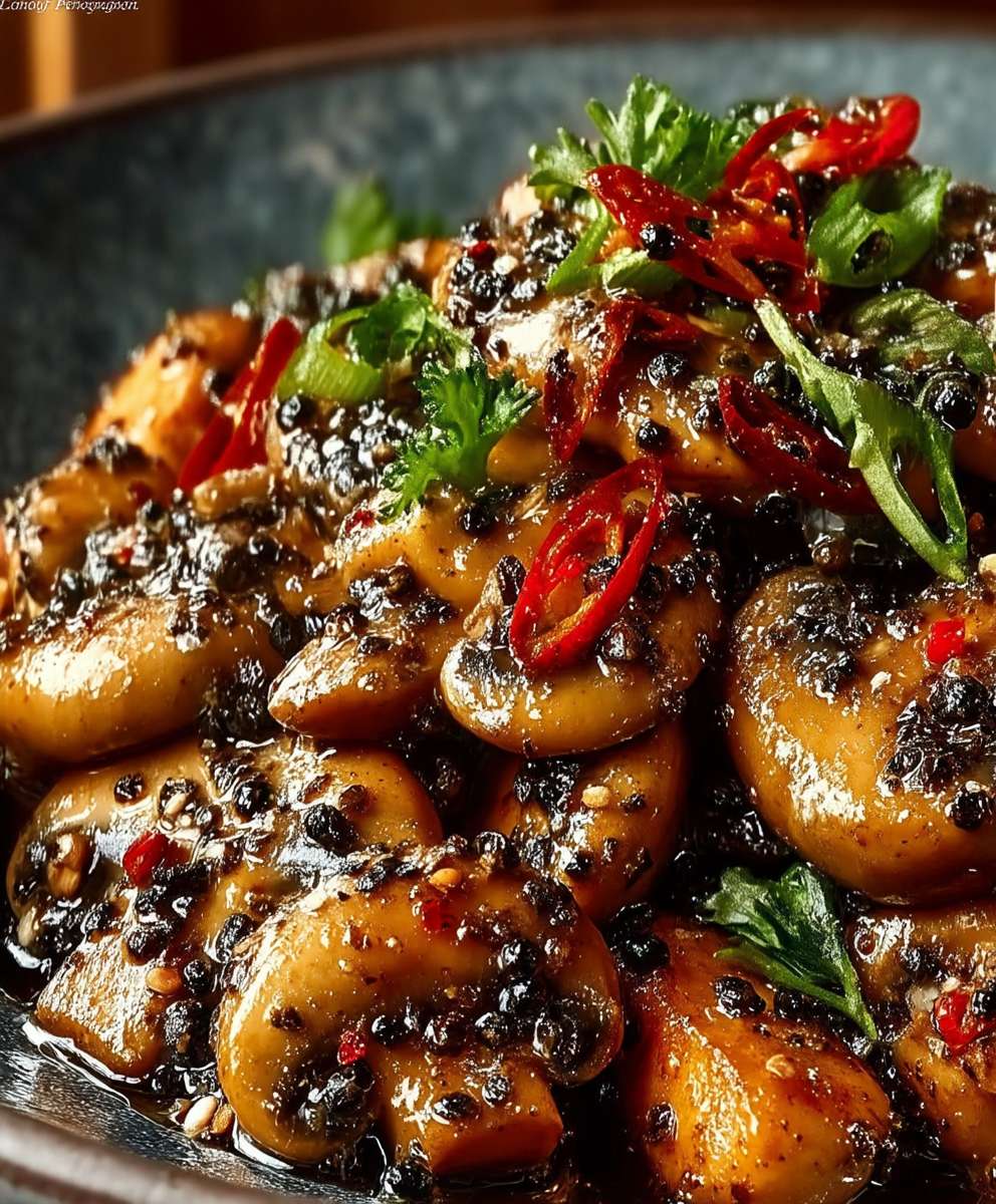 Black Pepper Chicken Mushrooms