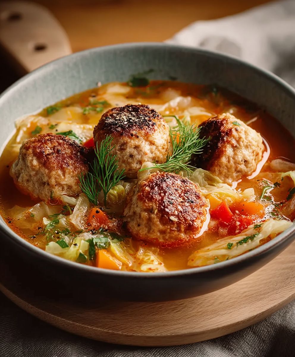 Cabbage meatball soup