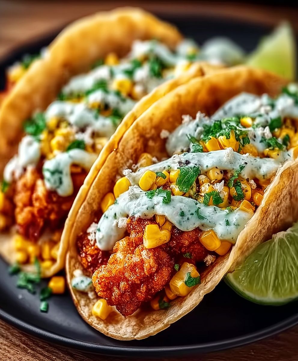 Fried Chicken Street Corn Tacos
