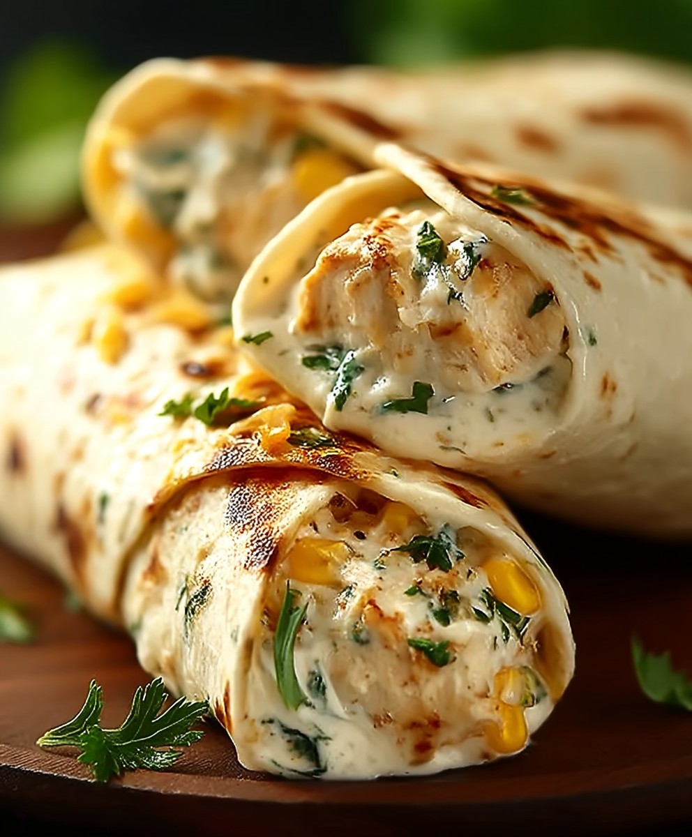 Cheesy Garlic Chicken Wraps