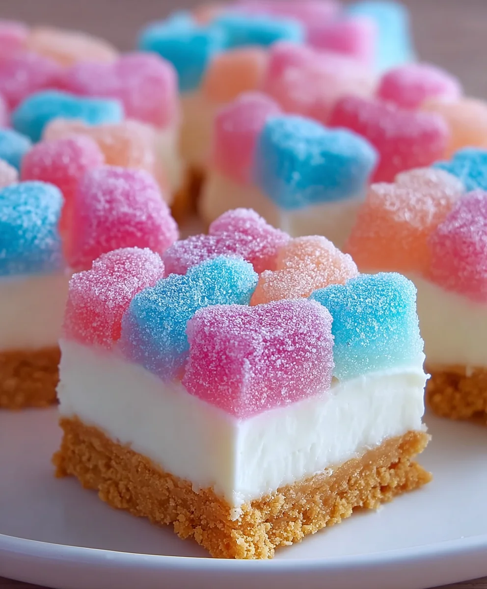 Gummy Cotton Candy Cheesecake: Fun, Sweet Mini Bites!