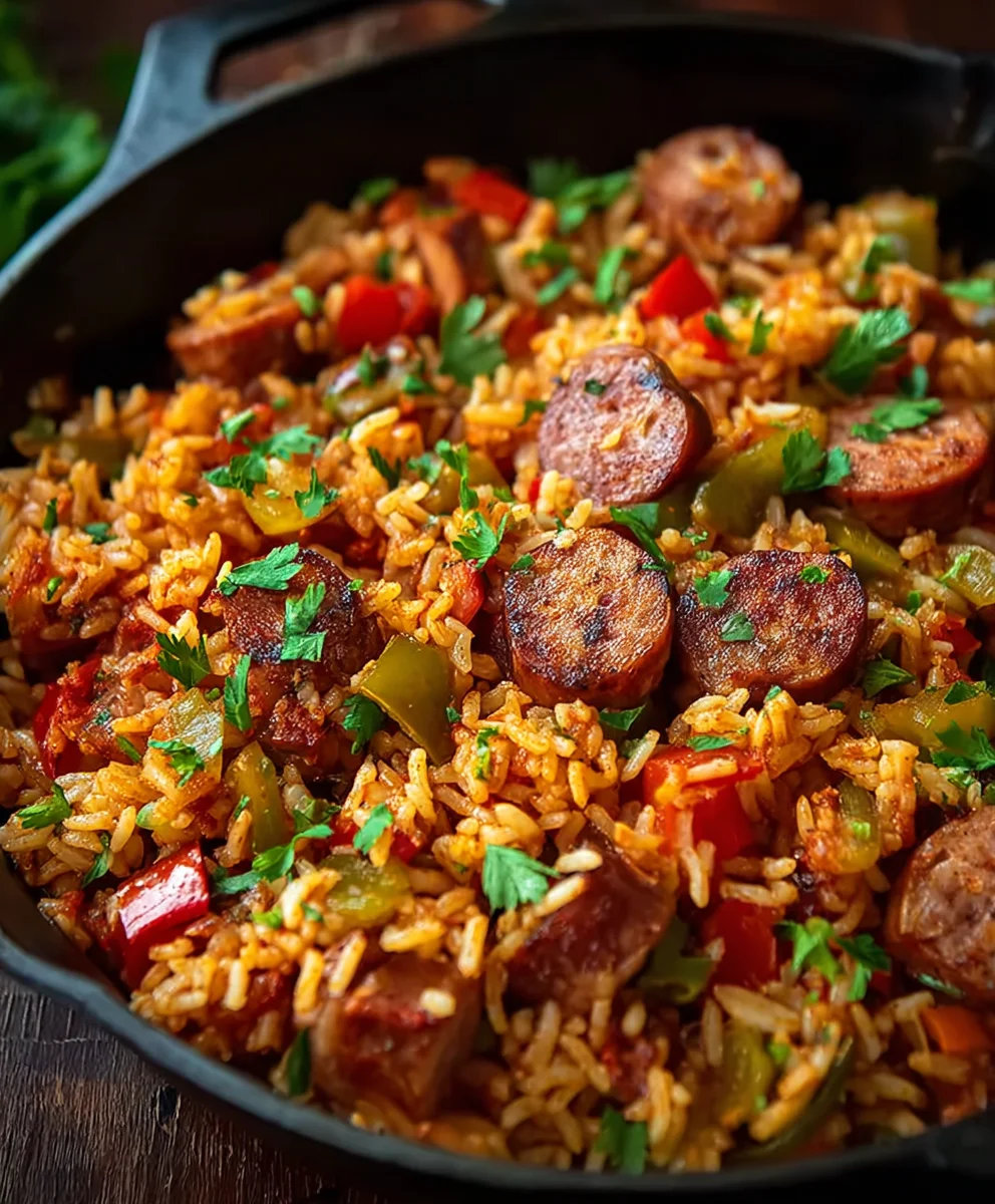 Cajun Beef Sausage & Rice Skillet - Easy One-Pan Meal!