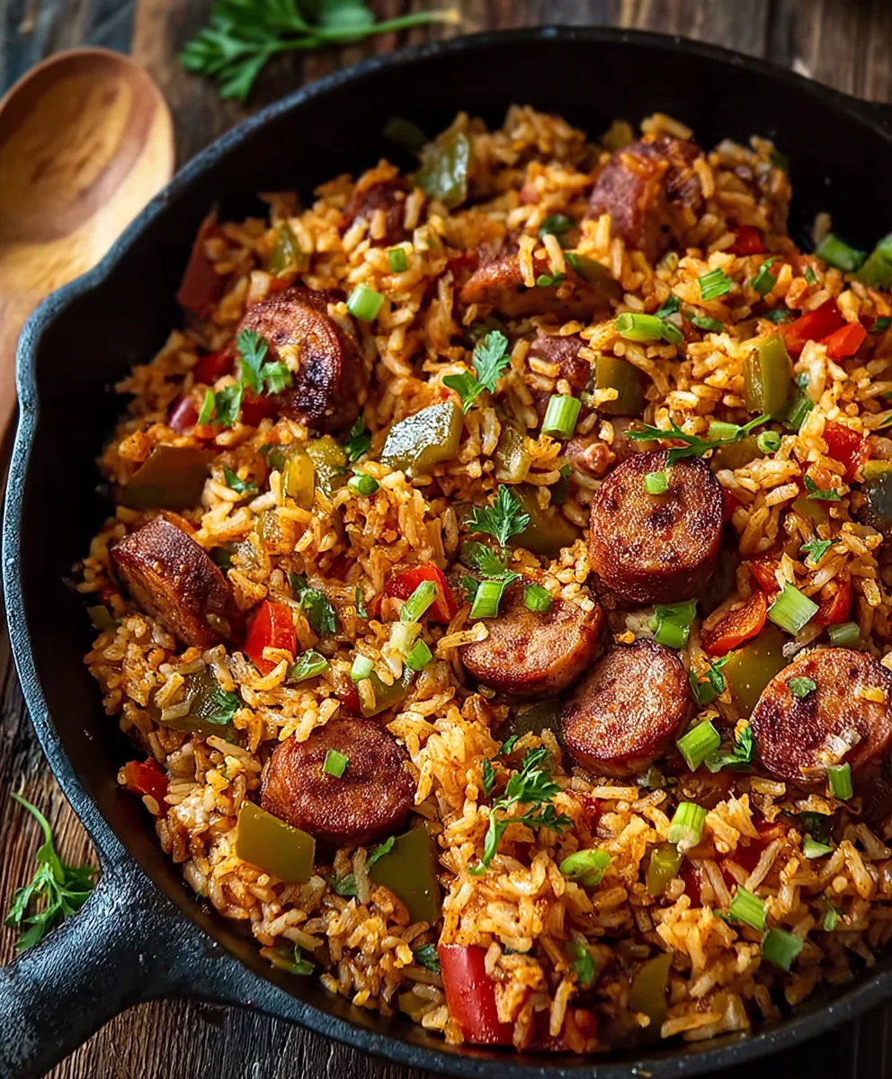 Cajun Beef Sausage & Rice Skillet - Easy One-Pan Meal!