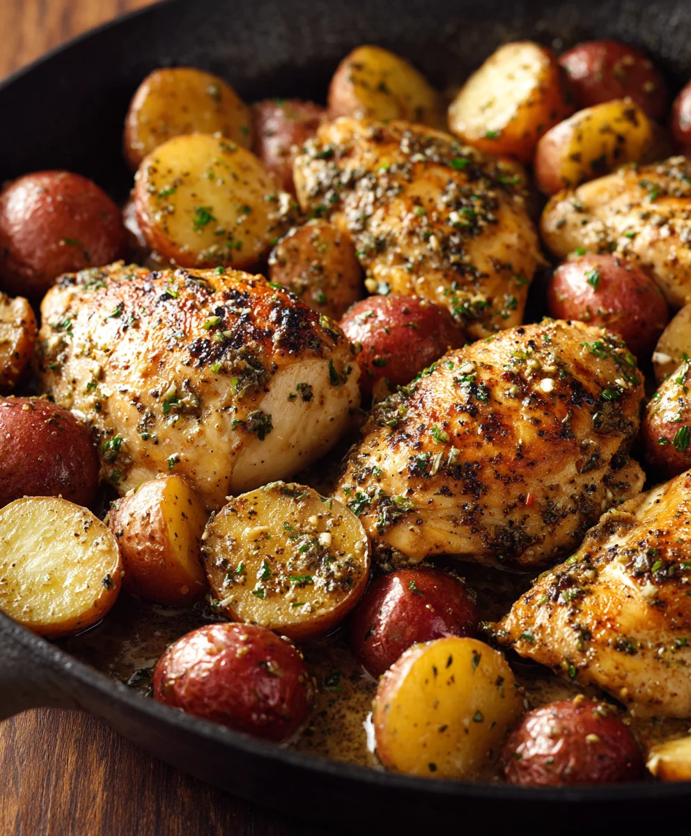 Ultimate Garlic Butter Chicken & Potatoes Skillet Recipe