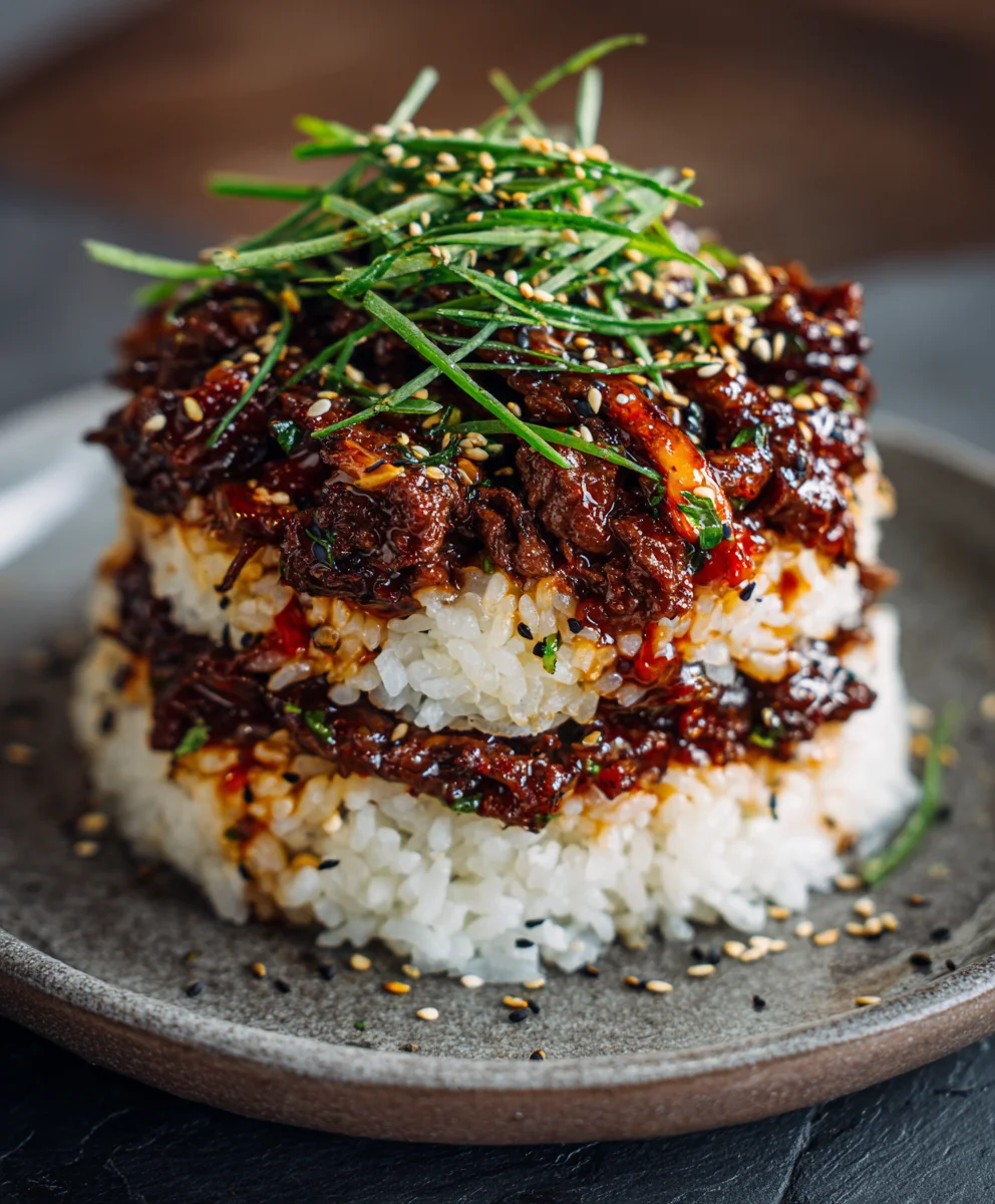 Korean BBQ Beef Rice Stack: Easy & Flavorful Meal