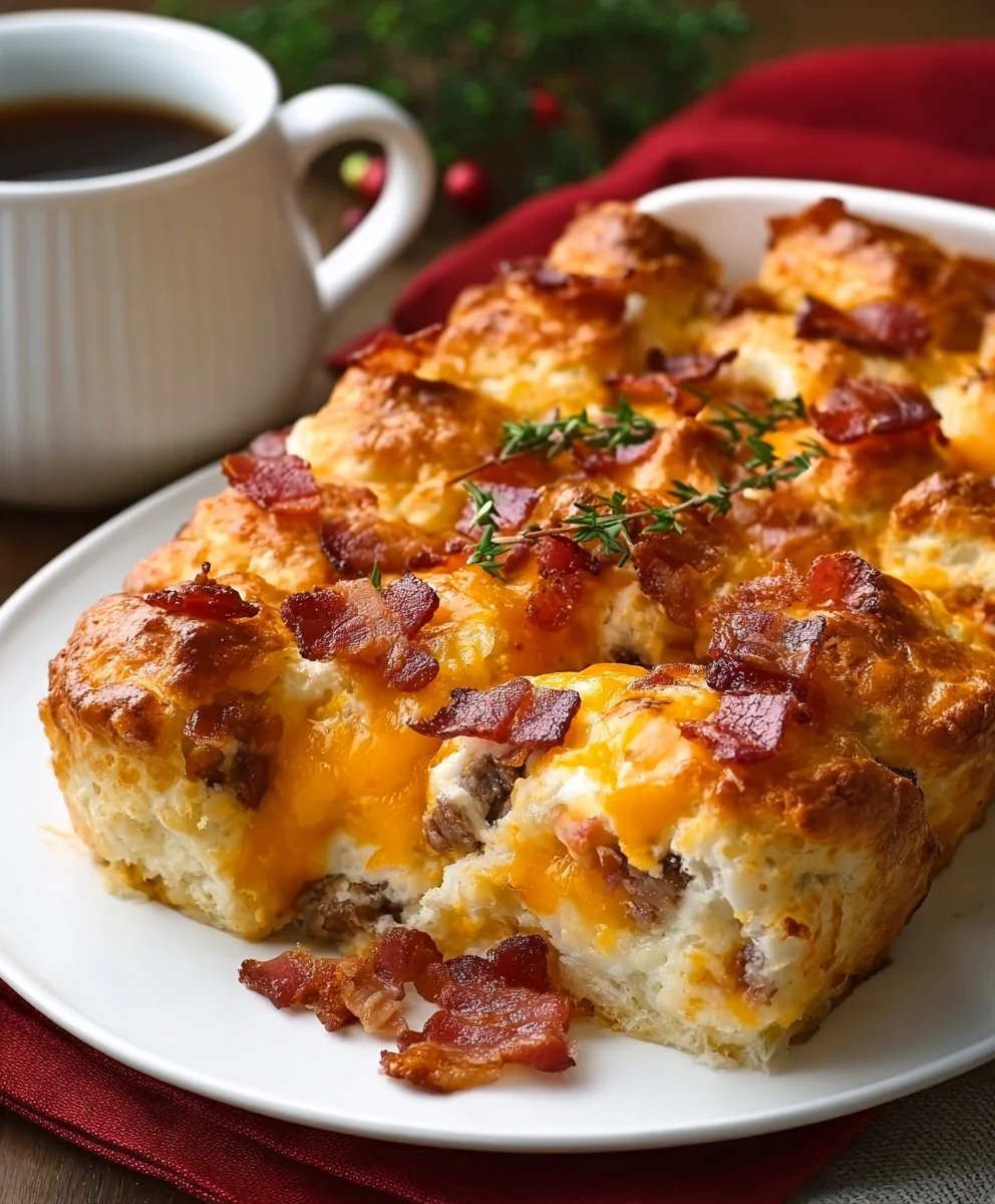 Christmas Morning Beef Bacon Egg & Cheese Biscuit Bake