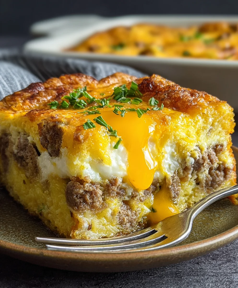 Hearty Beef Sausage Egg Cream Cheese Breakfast Casserole