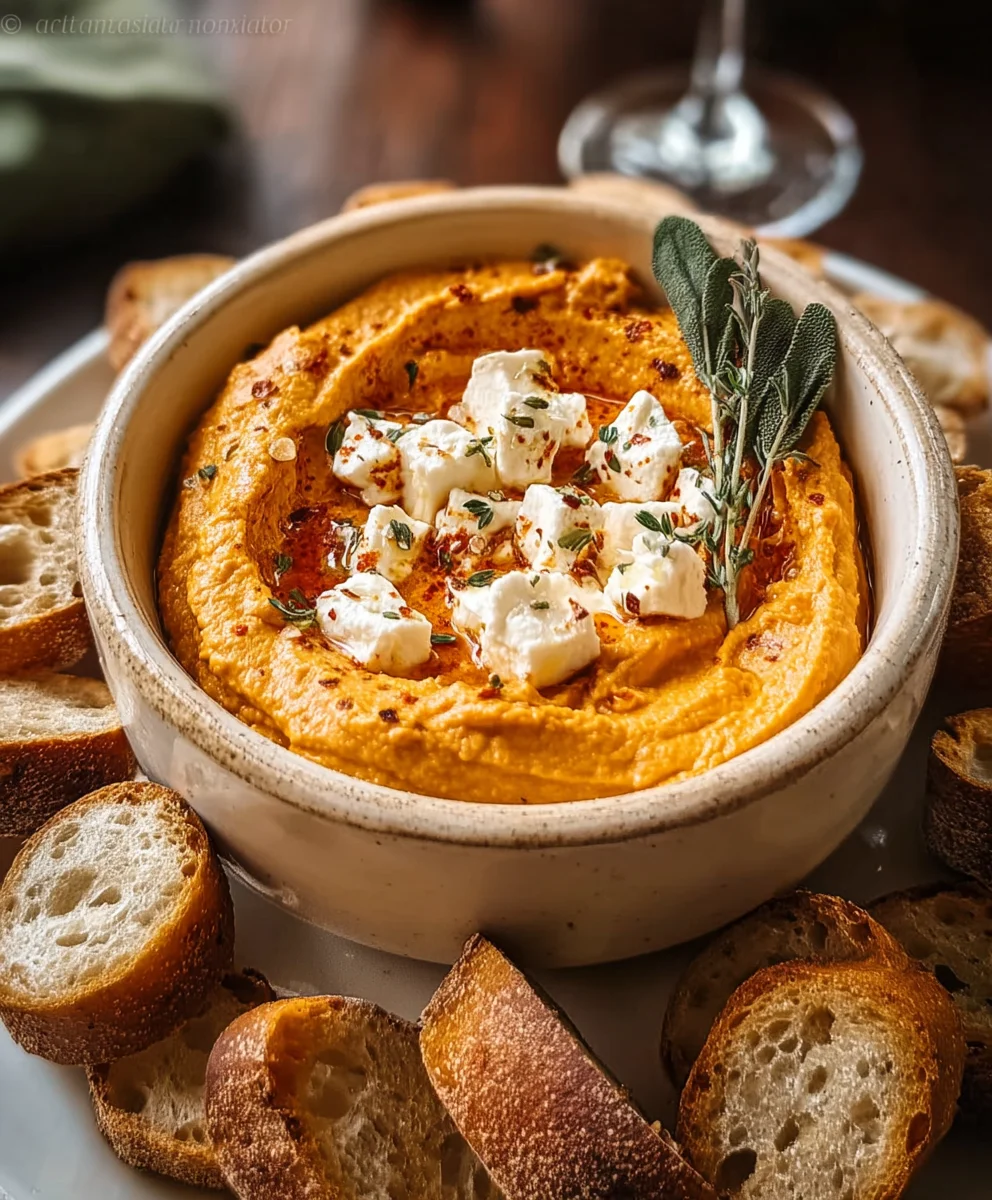 Creamy Pumpkin Whipped Feta Dip - Easy Fall Appetizer!
