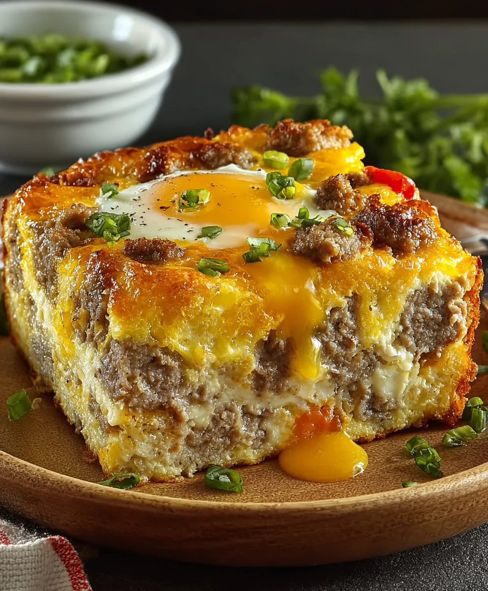 Hearty Beef Sausage Egg Cream Cheese Breakfast Casserole