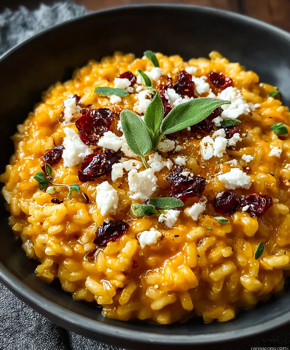 Creamy Pumpkin Risotto with Goat Cheese & Cranberries