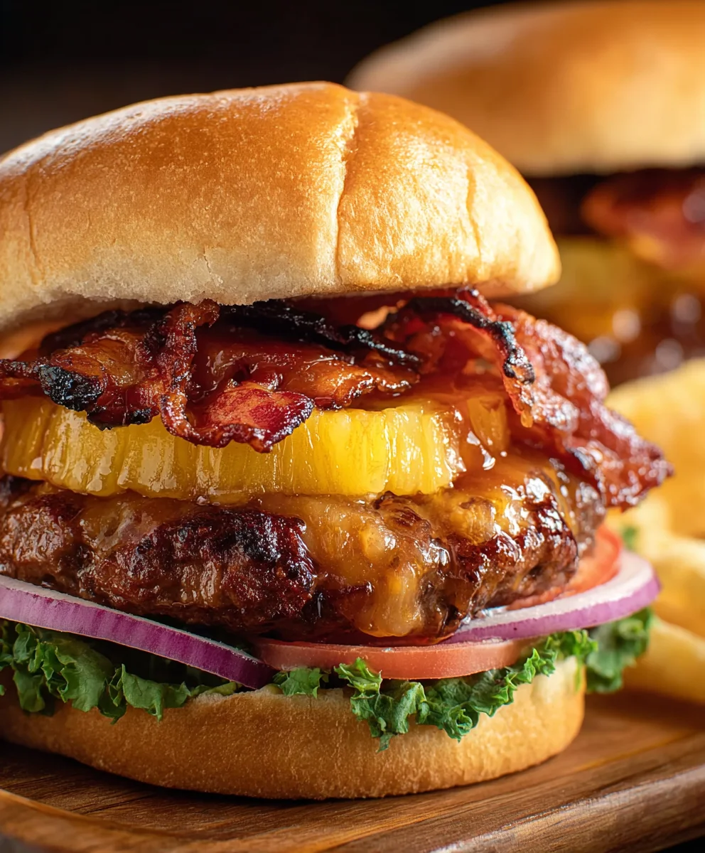 Juicy Pineapple Beef Bacon Burger Recipe: Sweet & Savory!