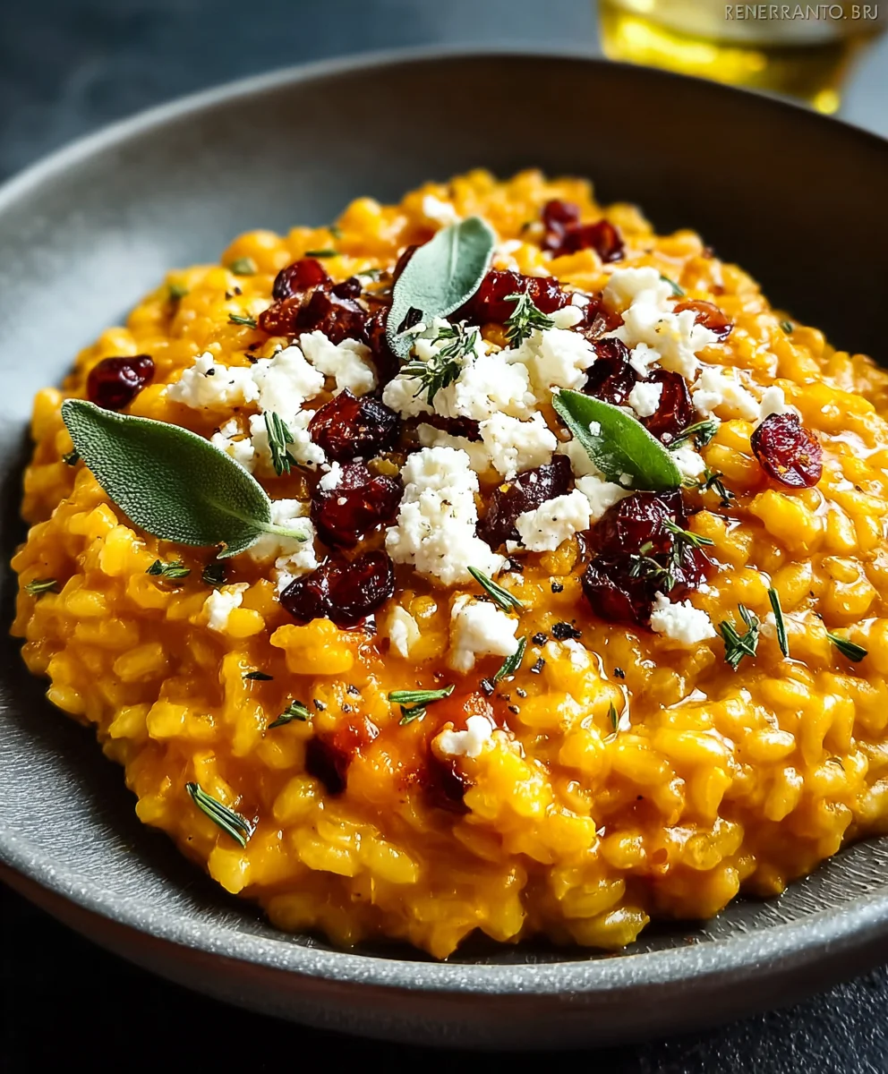 Creamy Pumpkin Risotto with Goat Cheese & Cranberries