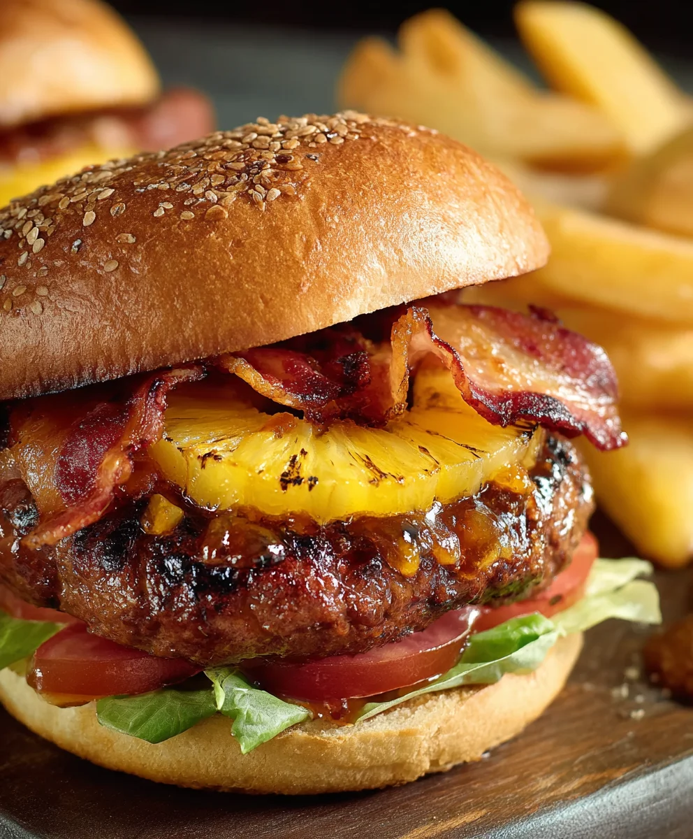 Juicy Pineapple Beef Bacon Burger Recipe: Sweet & Savory!