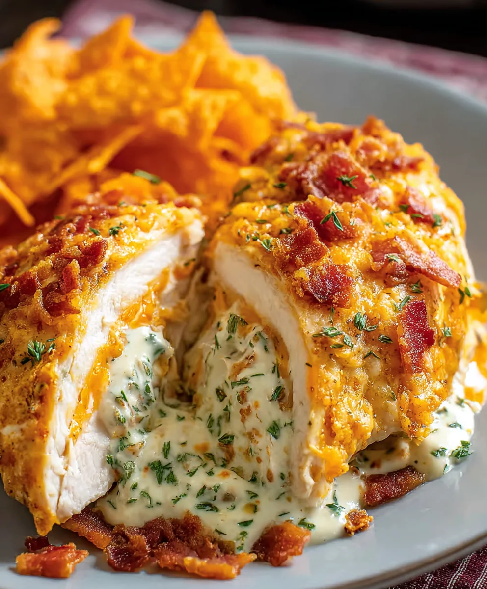 Crunchy Doritos Stuffed Chicken with Cream Cheese Beef Bacon