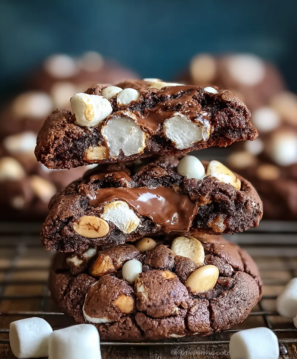 Epic Rocky Road Cookies Stuffed with Gooey Marshmallow