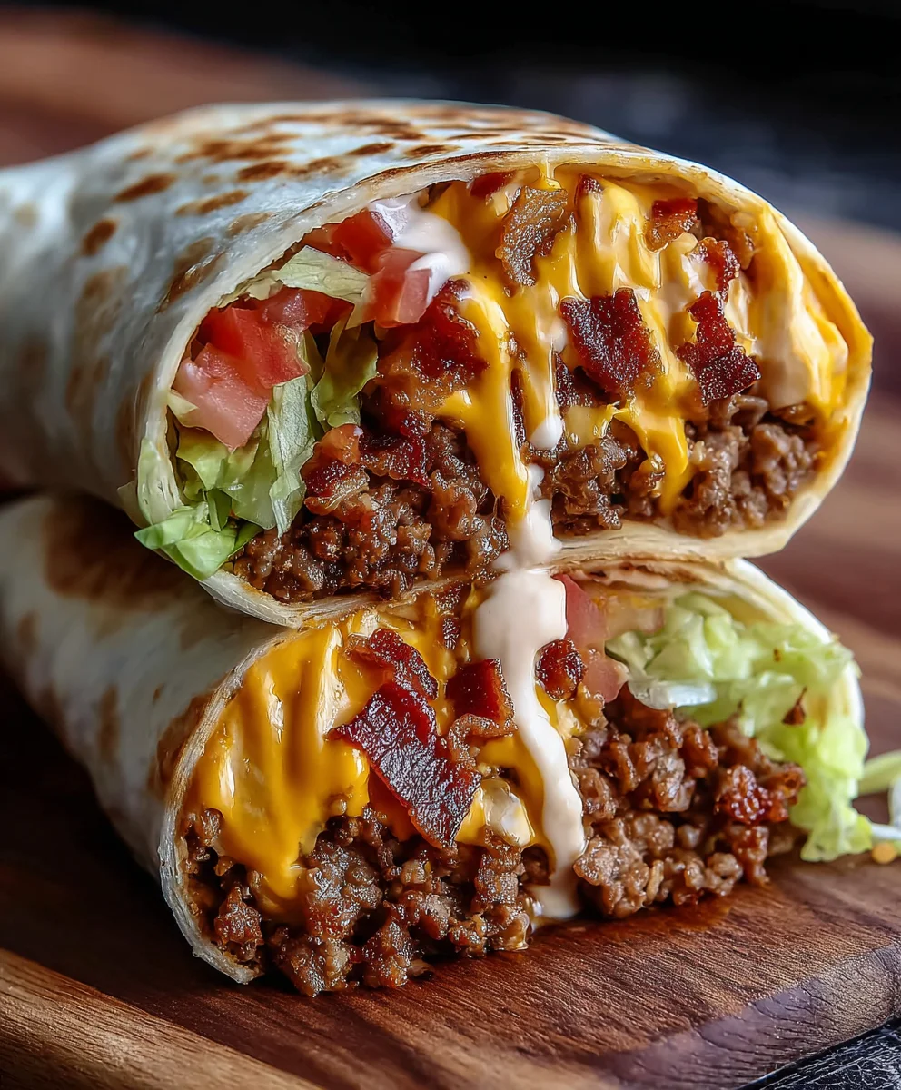 Giant Beef Bacon Cheeseburger Burrito: Your New Obsession!