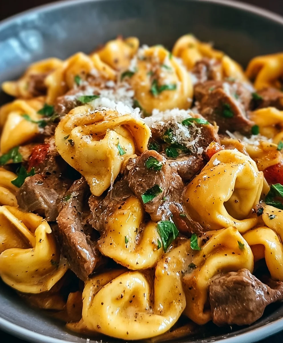 Creamy Philly Cheesesteak Tortellini Pasta Dinner