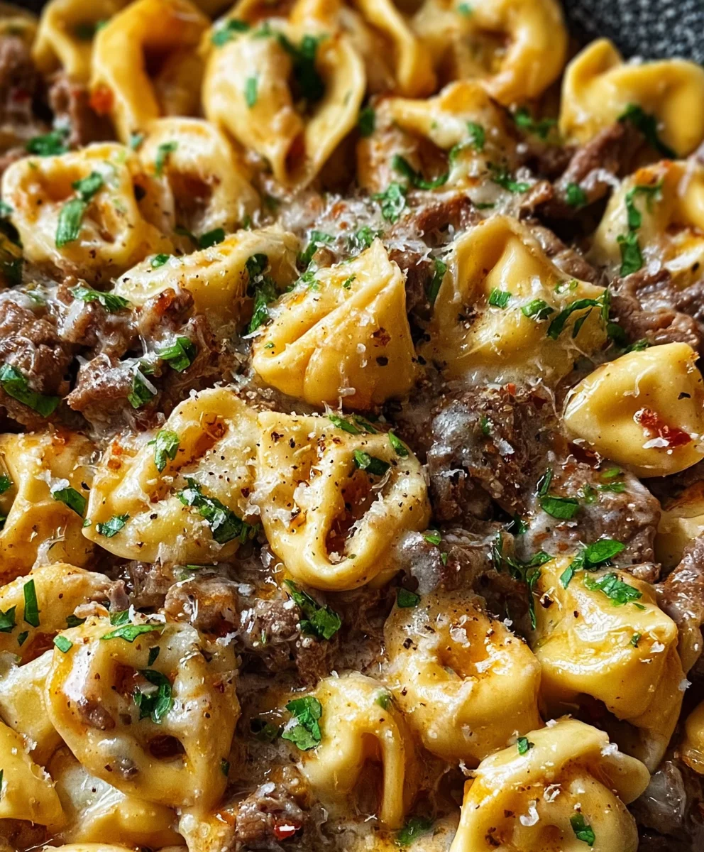 Creamy Philly Cheesesteak Tortellini Pasta Dinner