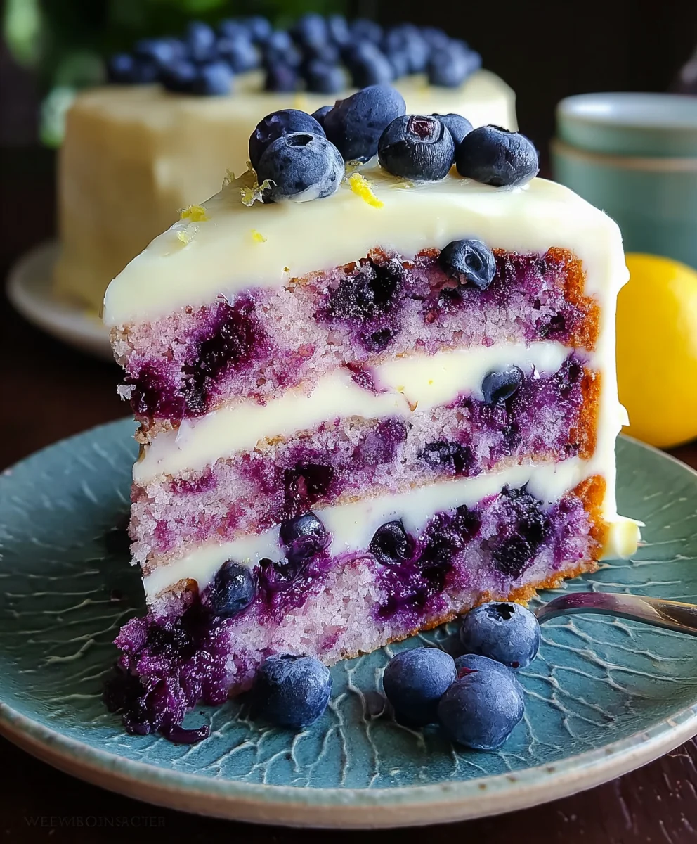 Luscious Blueberry Cake & Tangy Lemon Cream Cheese Frosting