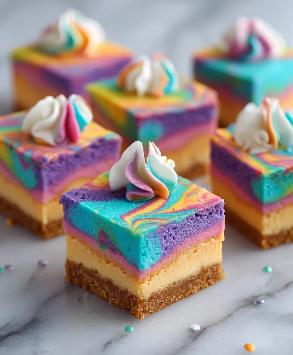 Colorful Rainbow Cheesecake Swirl Bars – Easy & Impressive!