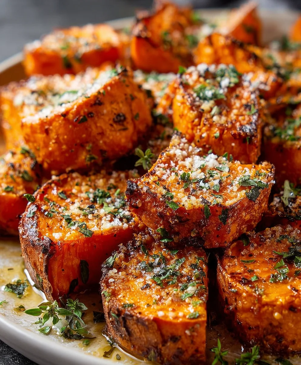 Garlic Parmesan Roasted Sweet Potatoes: The Best Recipe!