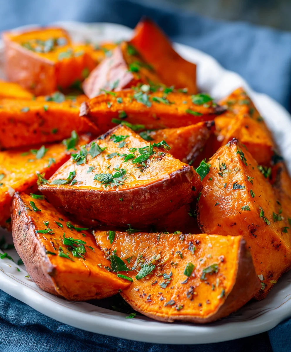 Garlic Butter Roasted Sweet Potatoes