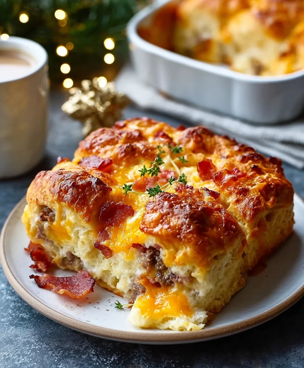 Christmas Morning Beef Bacon Egg & Cheese Biscuit Bake