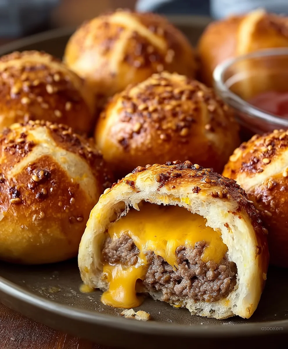 Cheeseburger Pretzel Bombs