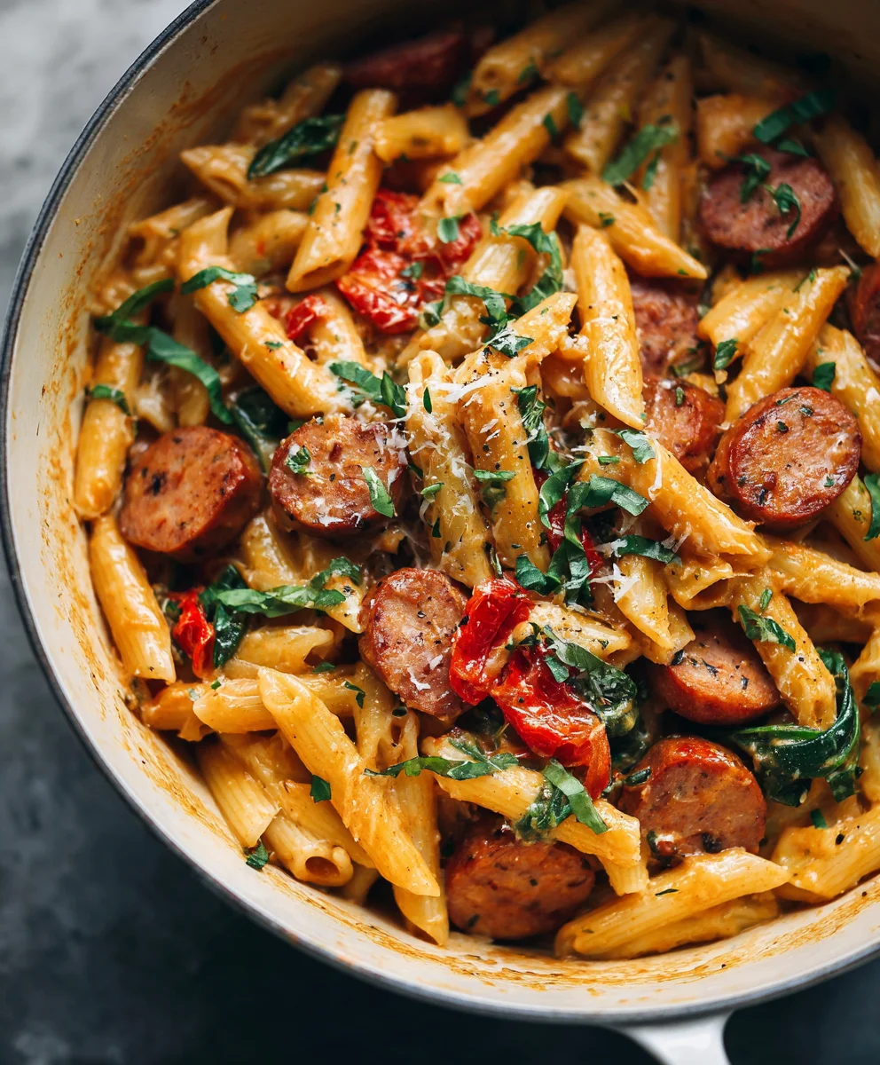 Easy One Pot Smoked Beef Sausage Pasta for Busy Nights