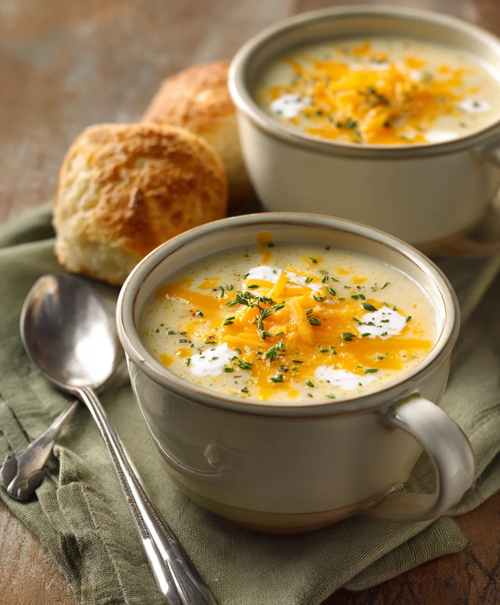 Comforting Cheddar Garlic Herb Potato Soup Recipe