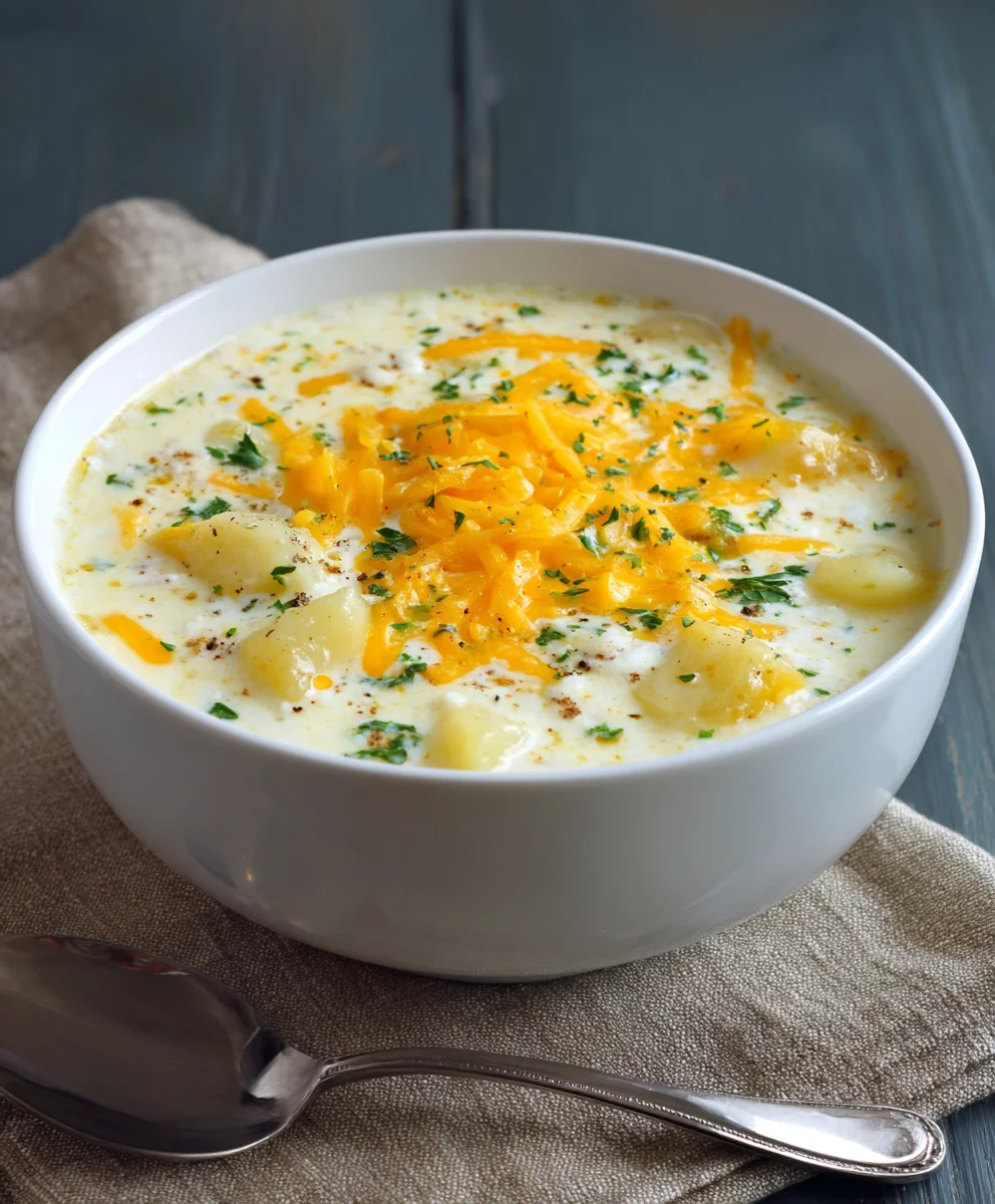 Comforting Cheddar Garlic Herb Potato Soup Recipe
