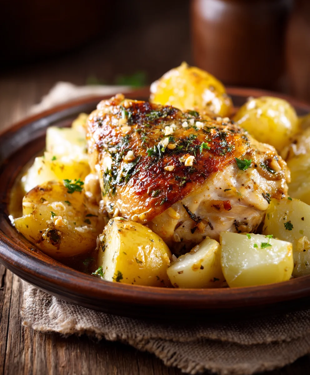 Incredible Garlic Parmesan Crockpot Chicken & Potatoes!