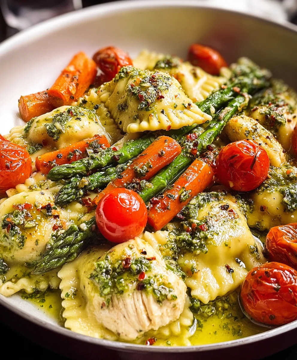 Chicken Ravioli with Pesto & Veggies: Quick & Delicious Dinner!