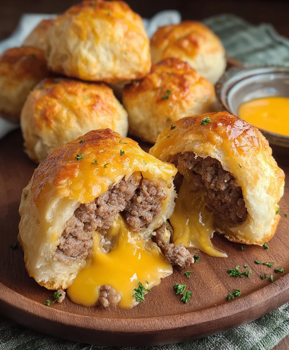 Cheeseburger Biscuit Bombs: Easy Beefy Appetizer Recipe!
