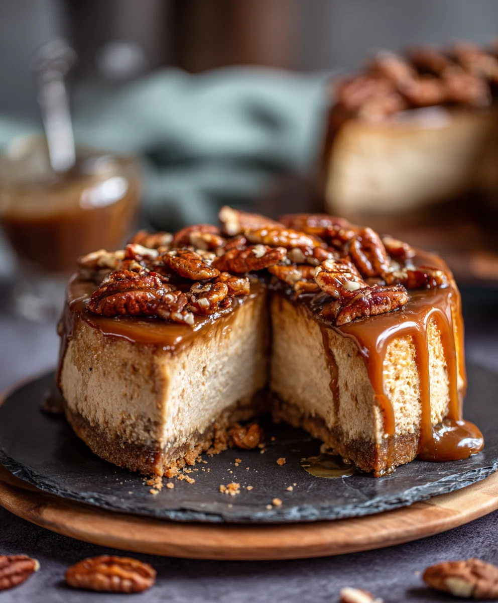 Irresistible Vegan Caramel Pecan Pie Cheesecake Recipe