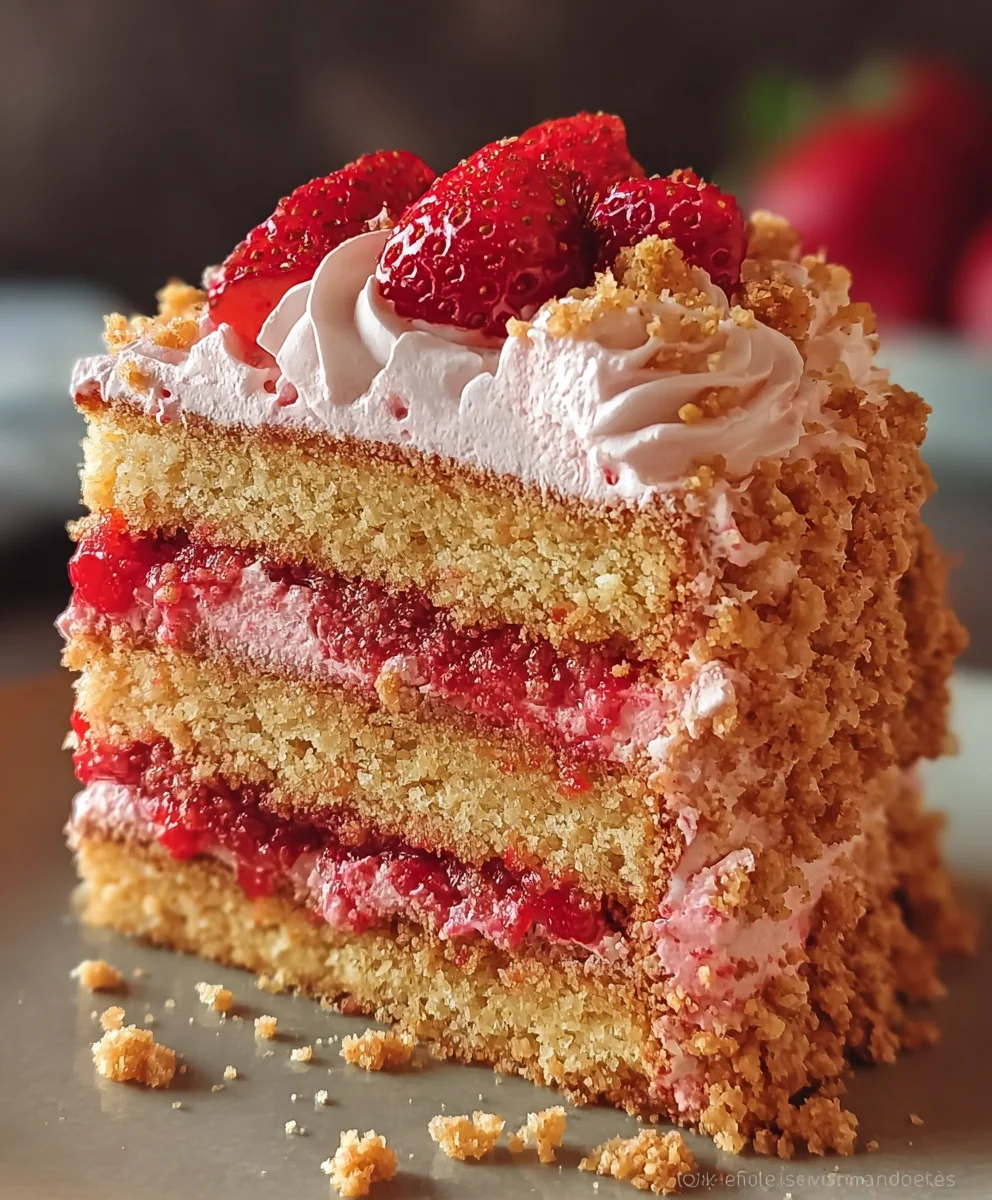 Easy Strawberry Crunch Cake Recipe-Delicious Dessert