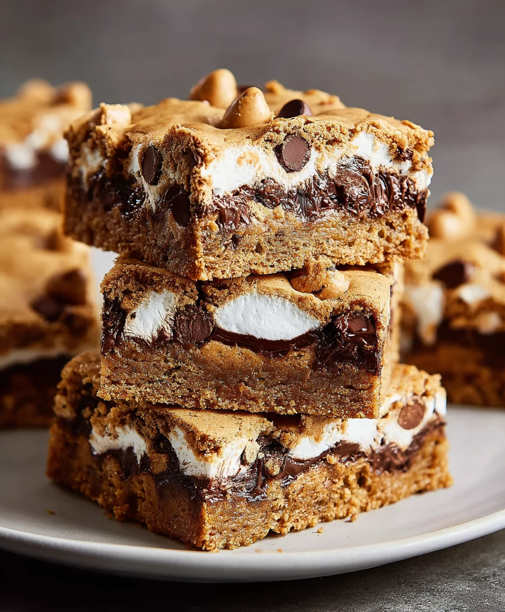 Peanut Butter Smores Blondies-Decadent Dessert