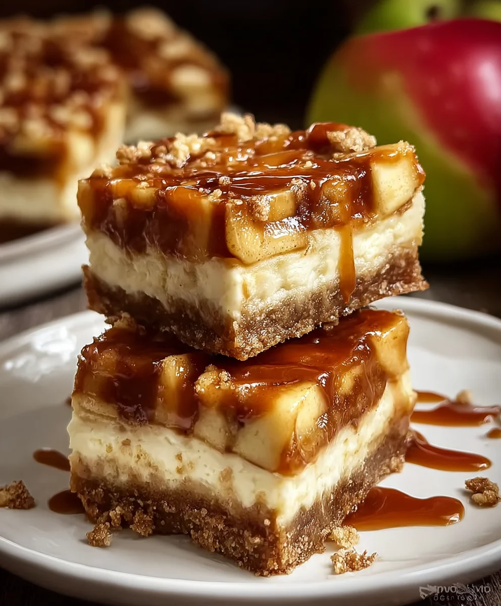 Caramel Apple Cheesecake Bars-Decadent Fall Treat