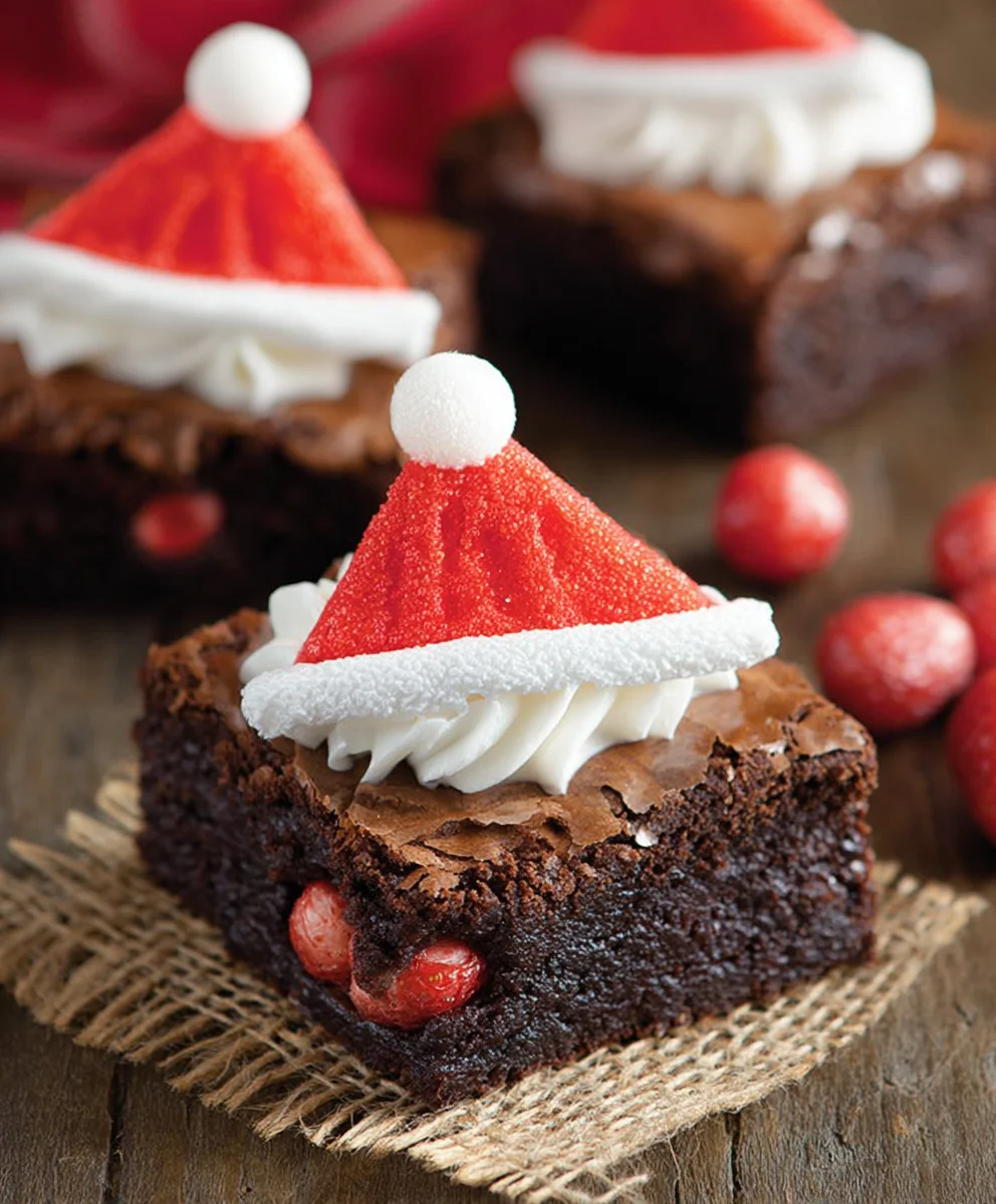 Santa Hat Brownies-Easy Holiday Dessert Recipe