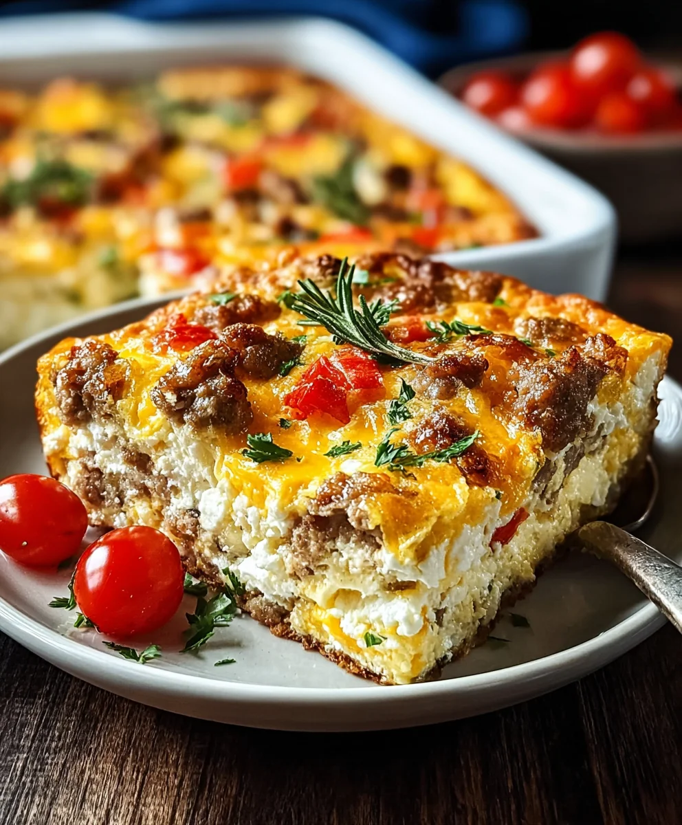 High-Protein Cottage Cheese Turkey Sausage Breakfast Bake