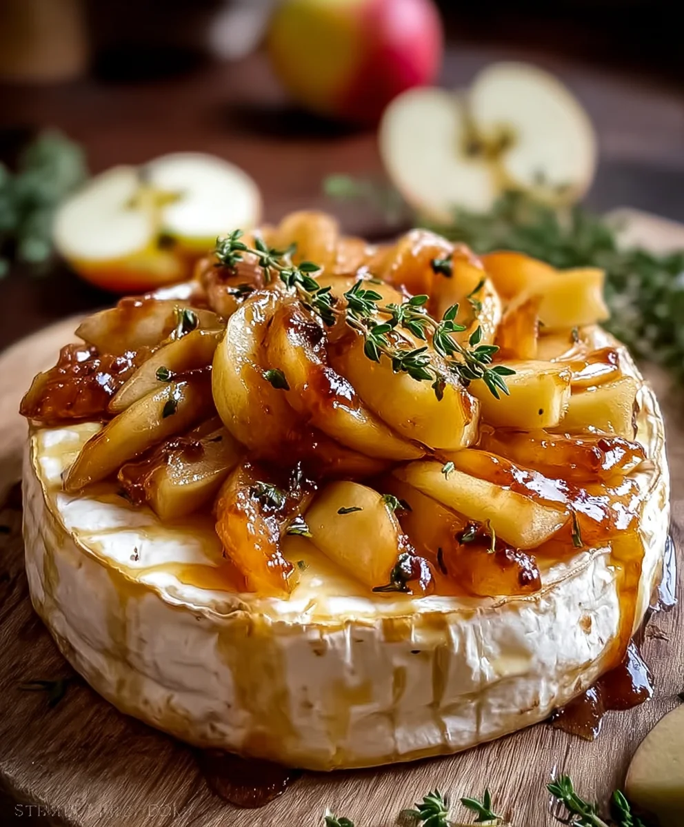 Golden Baked Brie with Caramelized Apples & Thyme