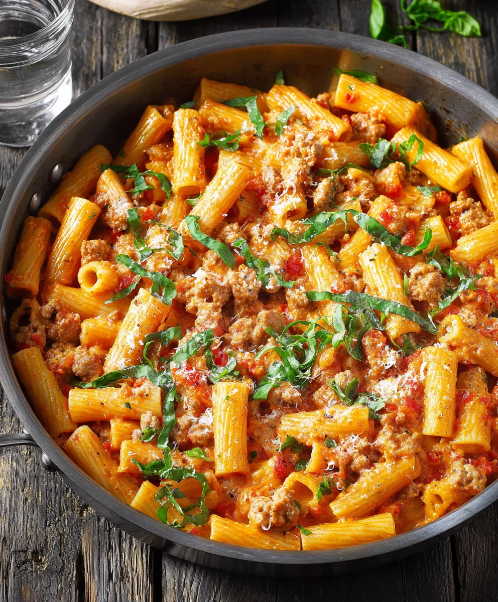 One-Pan Creamy Beef Rigatoni - Quick Minute Meal