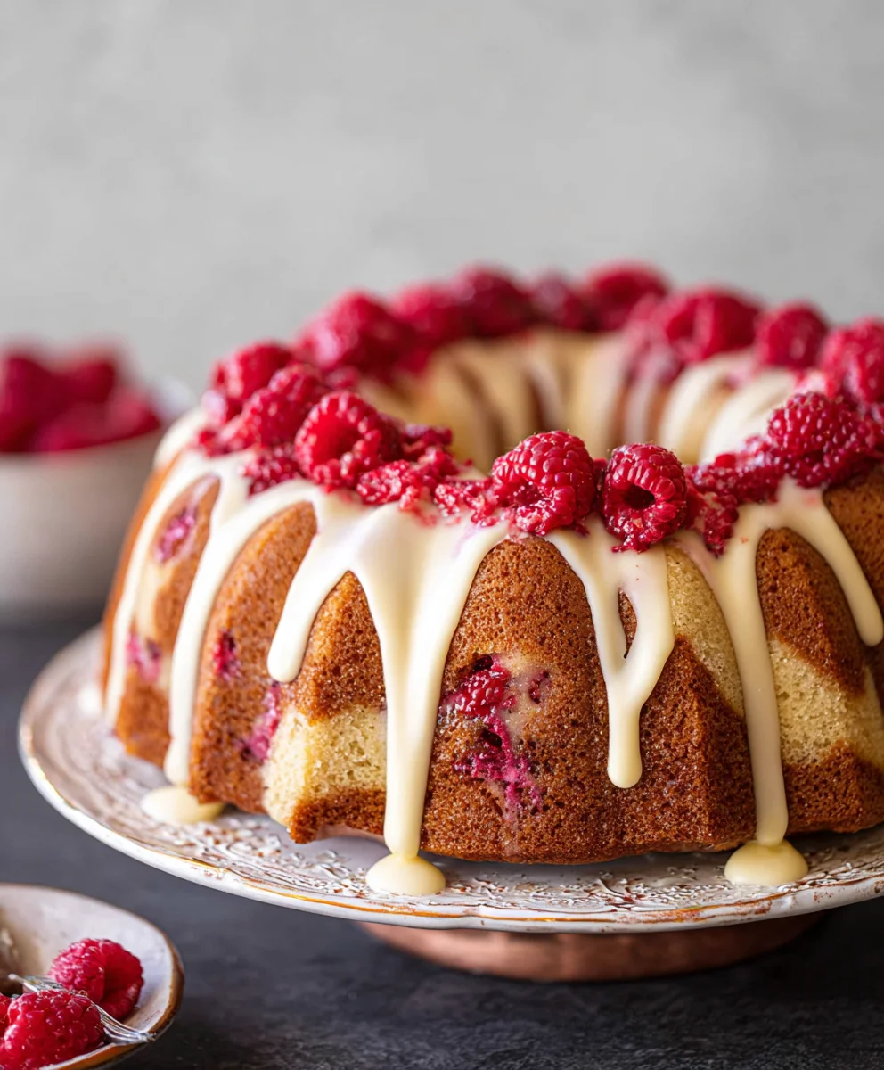 Raspberry White Chocolate Bundt Cake-Easy Moist Recipe