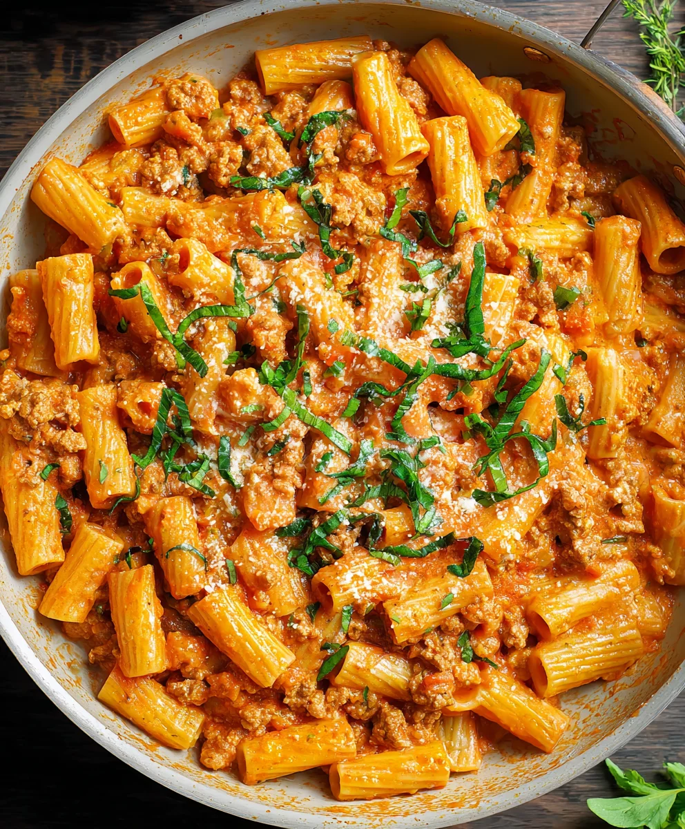 One-Pan Creamy Beef Rigatoni - Quick Minute Meal
