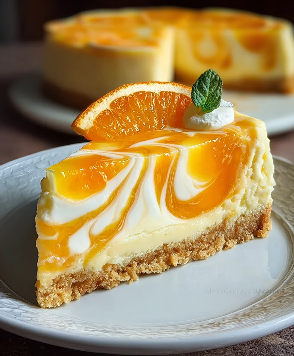 Pineapple Orange Swirl Cheesecake-Fruity Tropical Dessert
