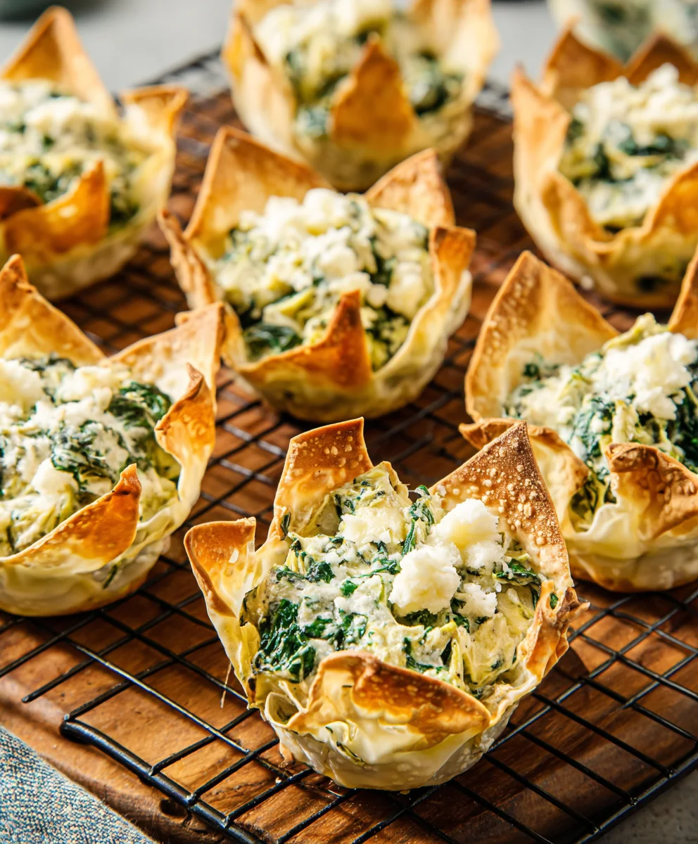 Spinach Artichoke Wonton Cups Delicious Appetizer