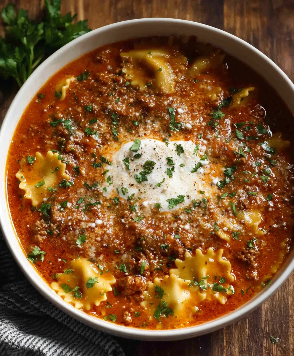 Mouthwatering One Pot Lasagna Soup - Easy Beef Recipe