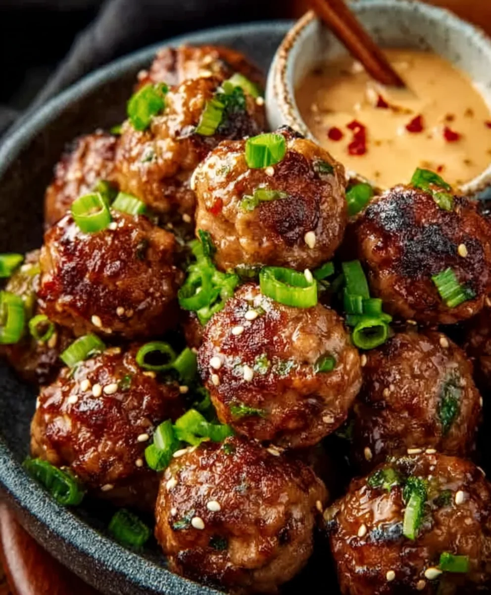 Korean BBQ Beef Meatballs Spicy Mayo Dip Recipe